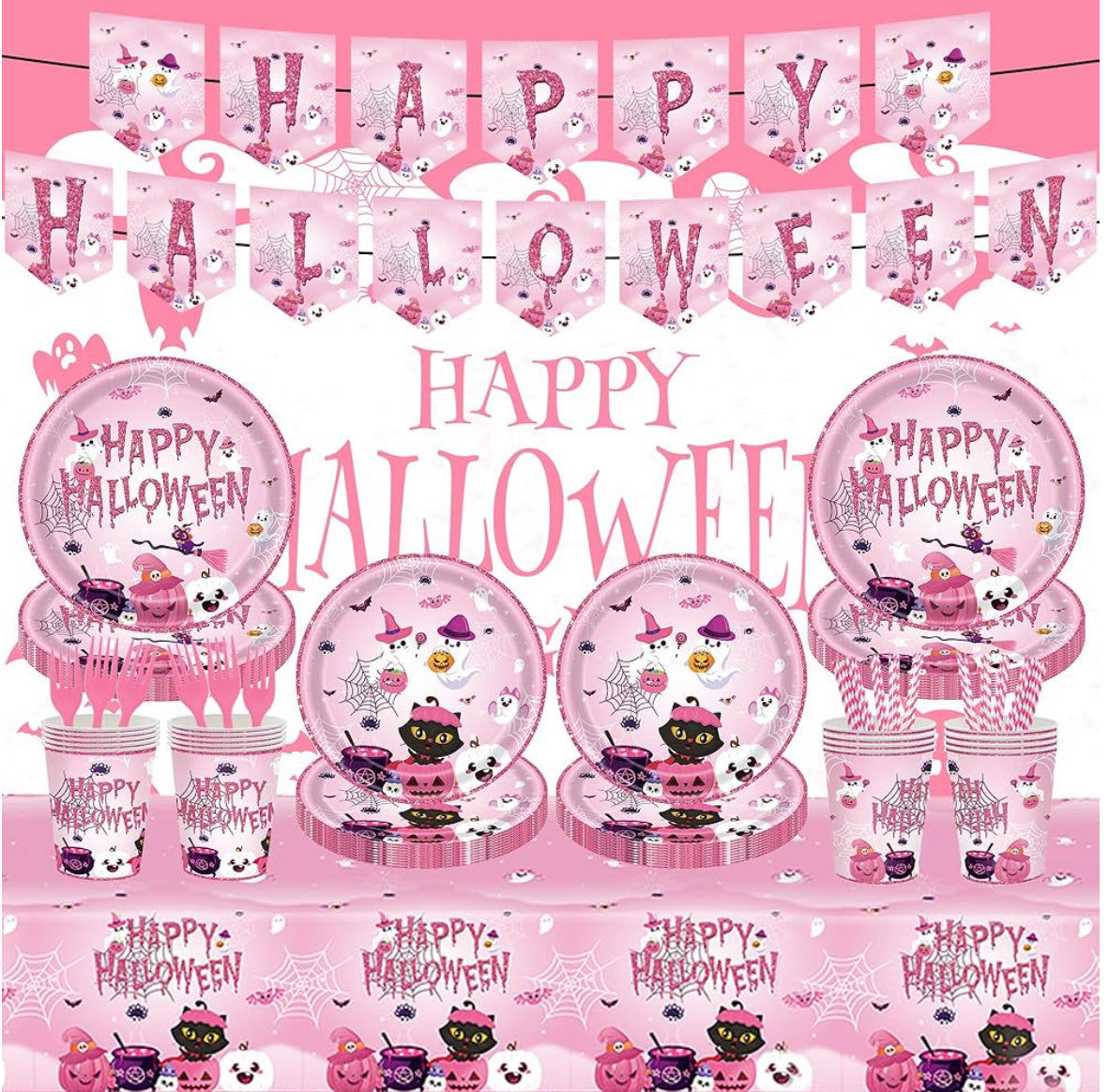 Pink Halloween decorations