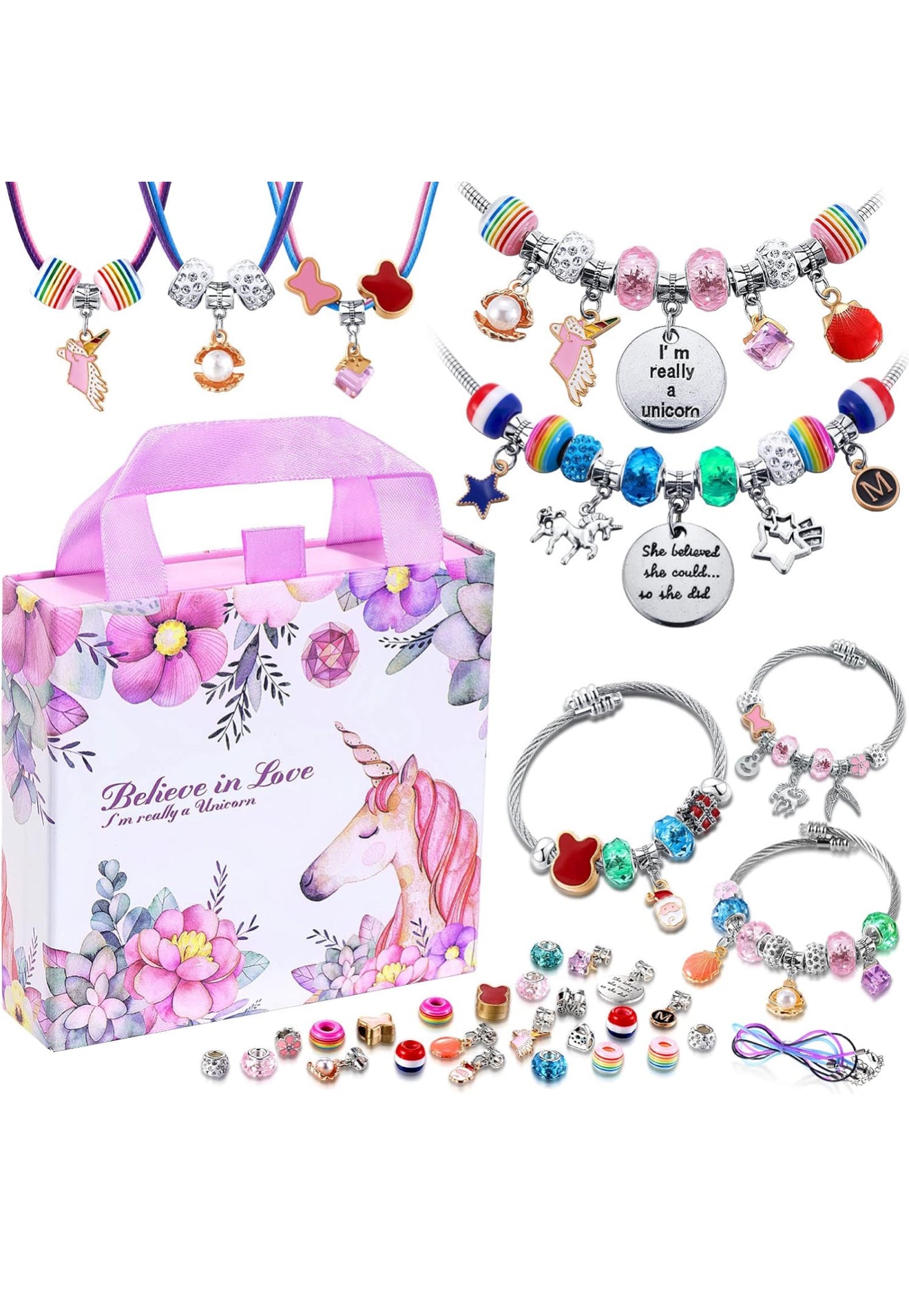 Unicorn charm bracelet making kit