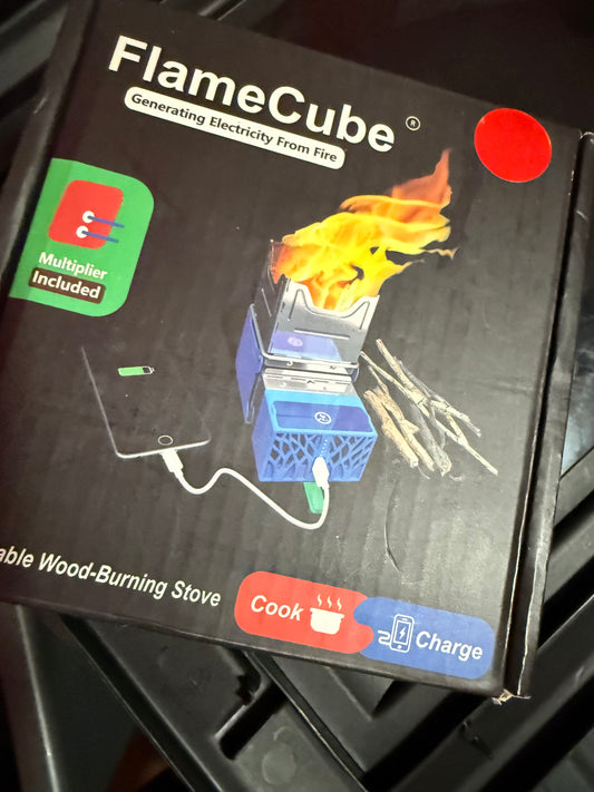 portable camp fire and charger