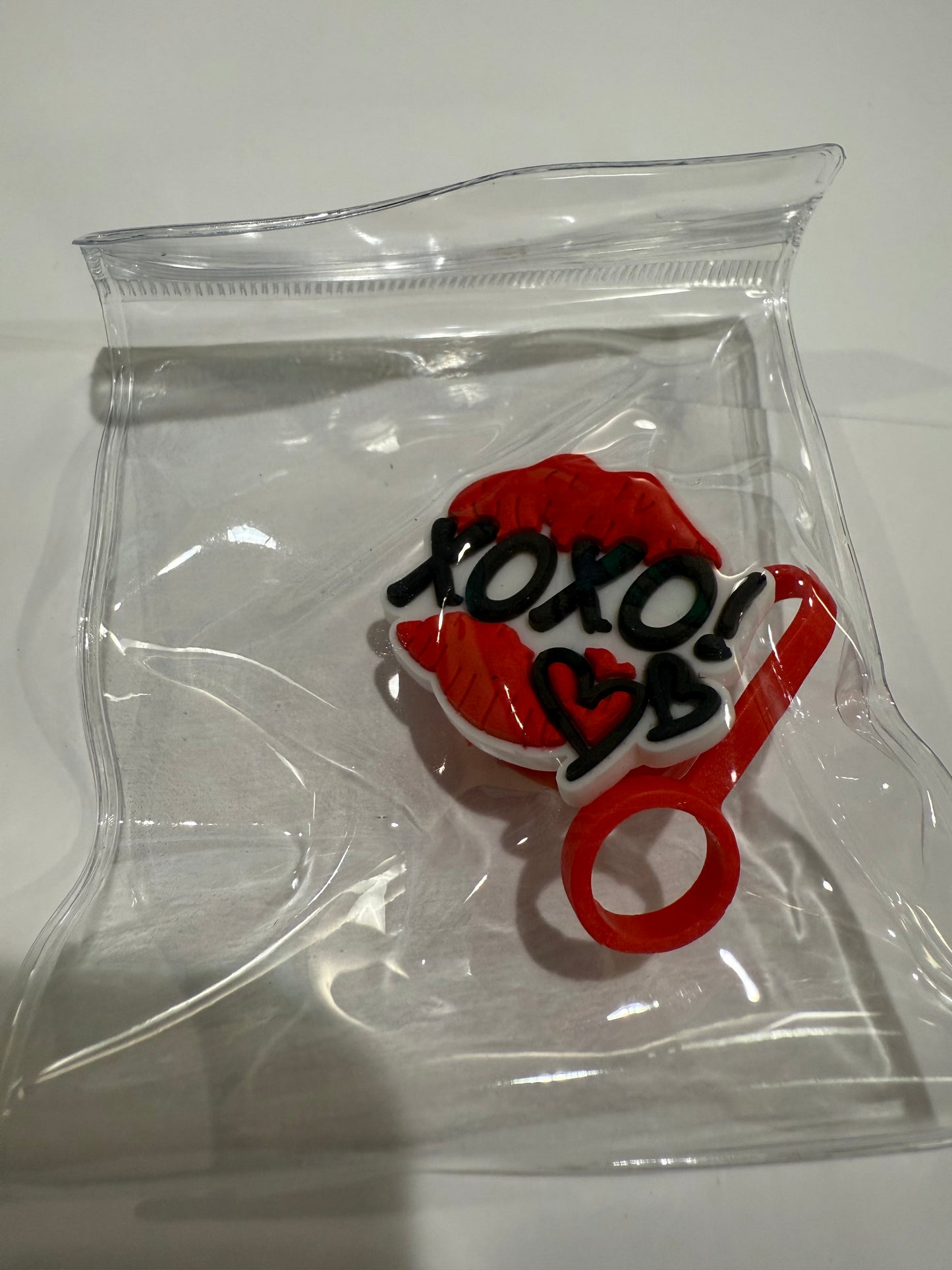 Straw cover Valentine’s Day theme