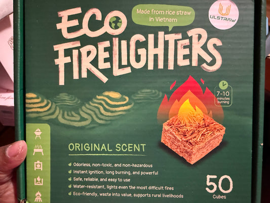 Eco Fire Starter for Indoor/Outdoor Fires, Fireplace, Grill - 50 Cubes