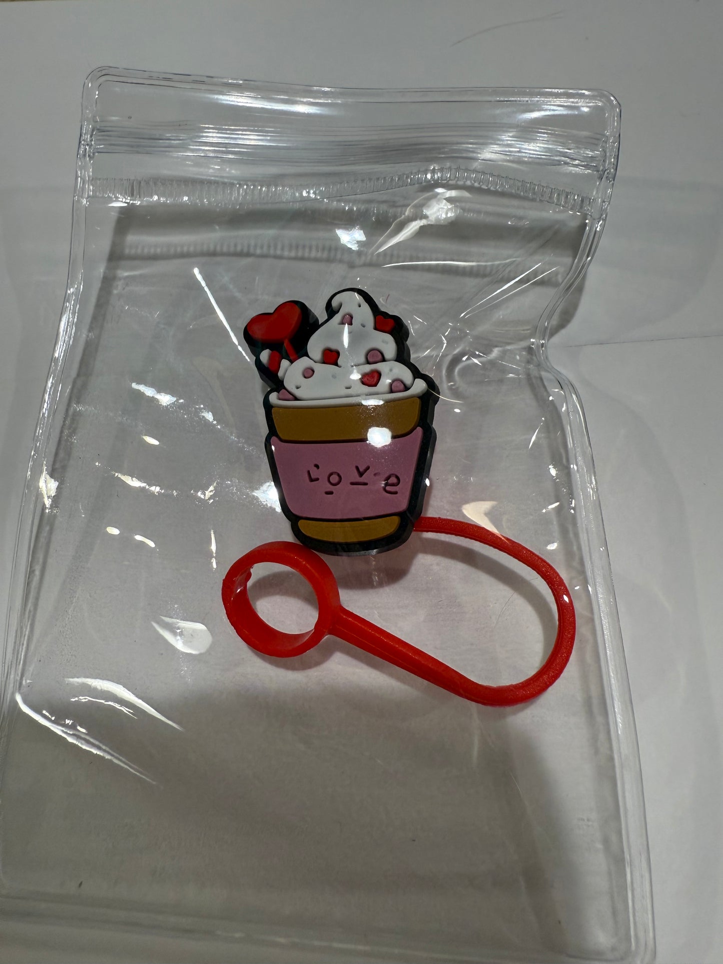 Straw cover Valentine’s Day theme