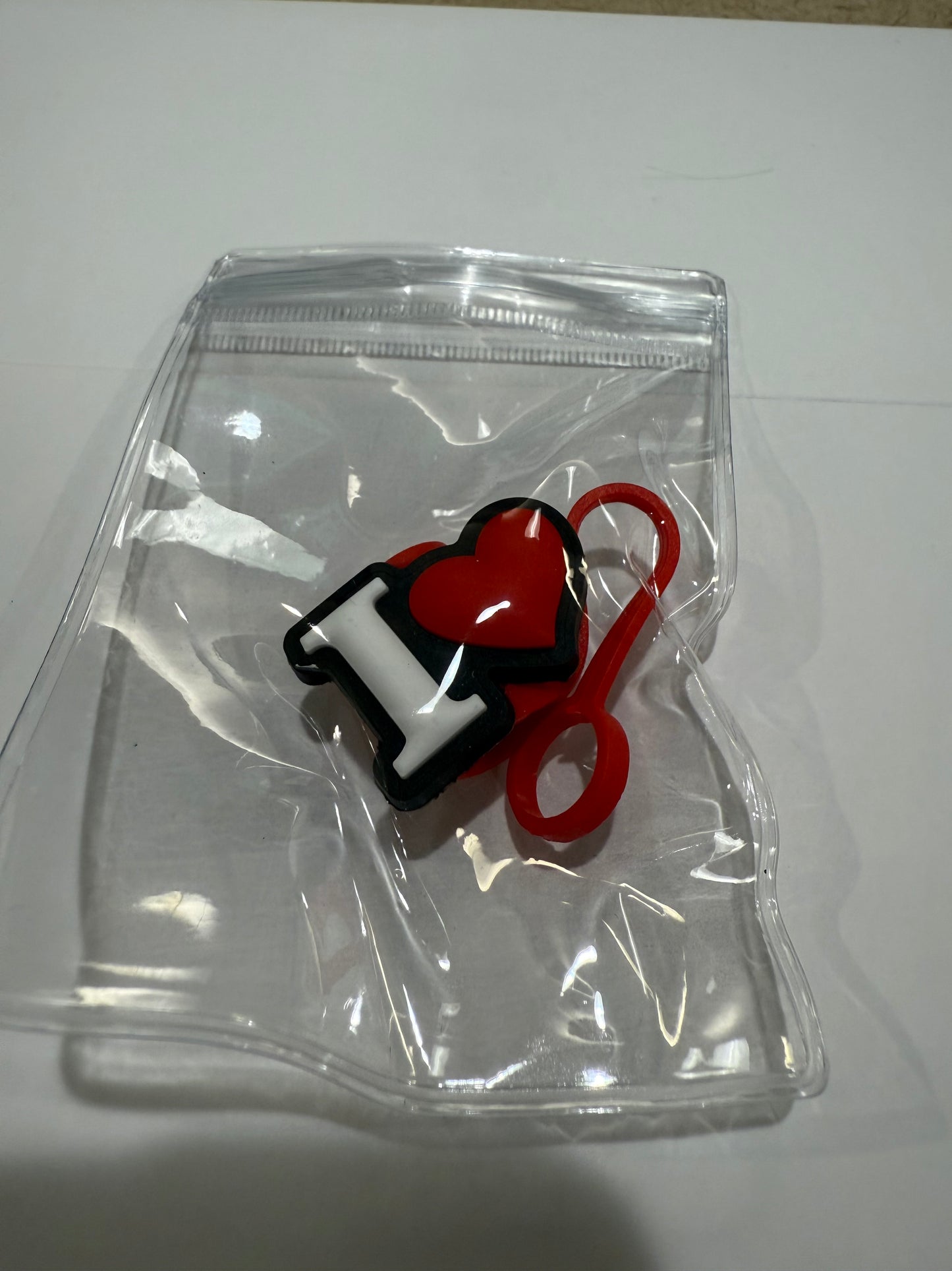 Straw cover Valentine’s Day theme