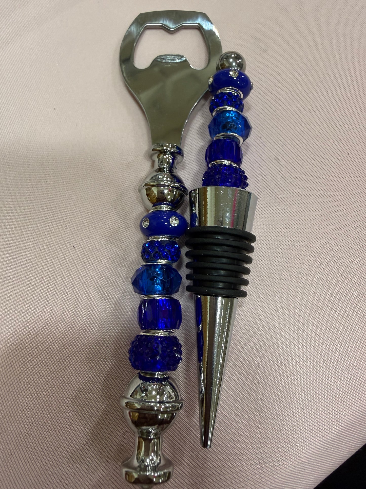 Beaded Wine stopper/ bottle opener set