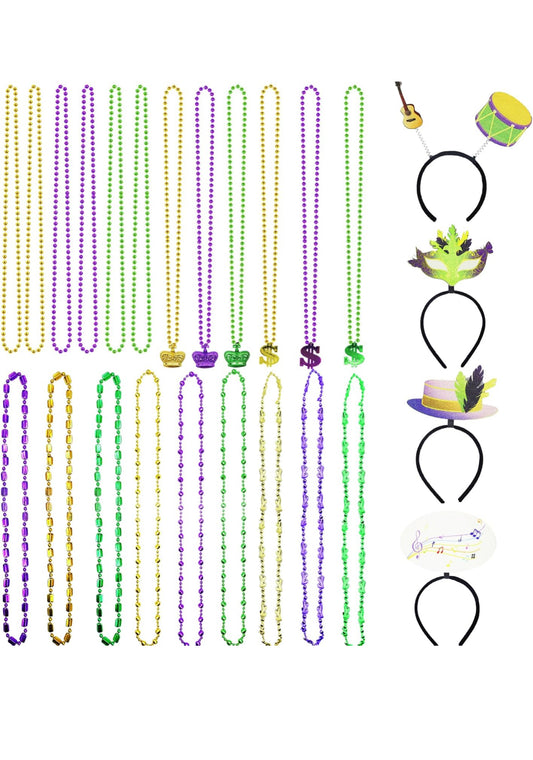 Mardi Gras beaded decorations