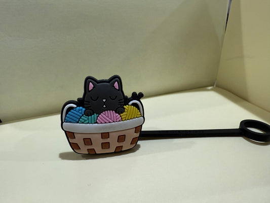 Straw cover kitten theme