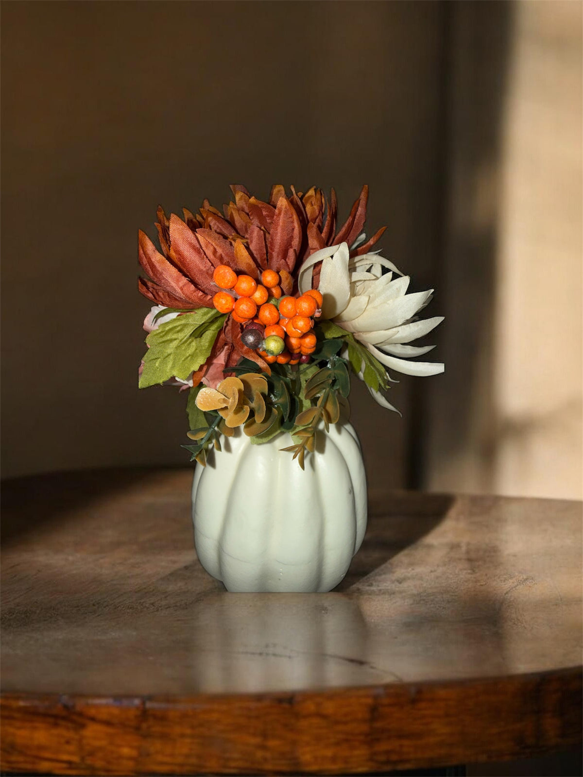 Pumpkin with floral arrangement