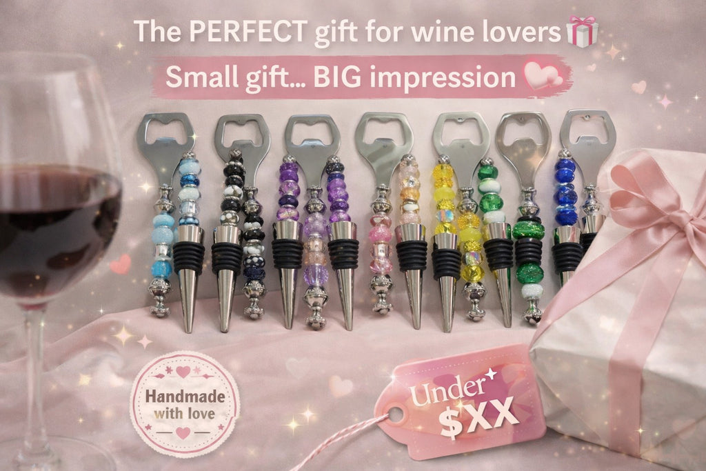Beaded Wine stopper/ bottle opener set