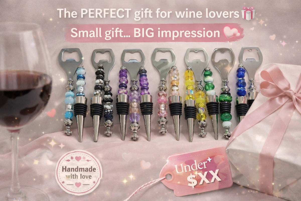 Beaded Wine stopper/ bottle opener set